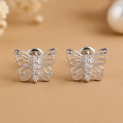 925 Silver Butterfly Stud Earrings