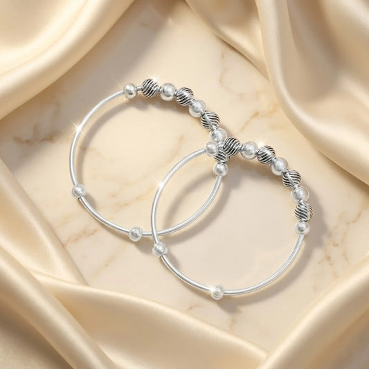 925 Silver Premium Spiral Beaded Silver Hand Kada for Baby Boy, Khushbu Jewellers