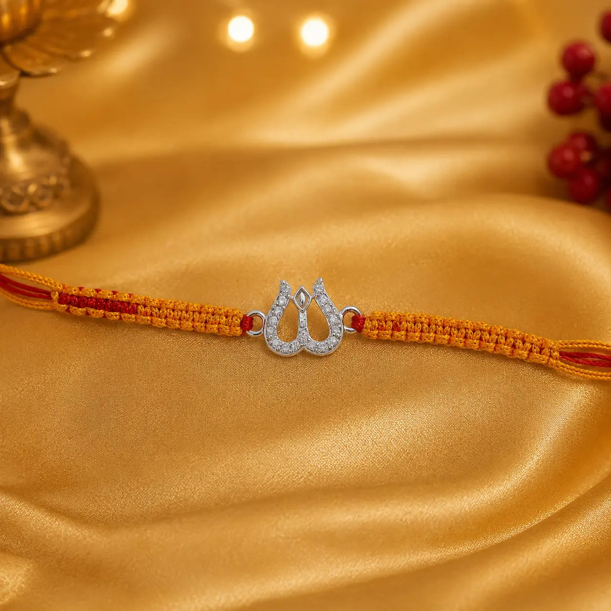 925 Silver Trishul Diamond Rakhi | Premium Rakhi for Brother