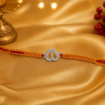 925 Silver Trishul Diamond Rakhi | Premium Rakhi for Brother