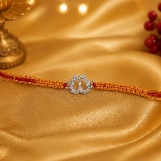 925 Silver Trishul Diamond Rakhi | Premium Rakhi for Brother