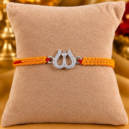 925 Silver Trishul Diamond Rakhi | Premium Rakhi for Brother