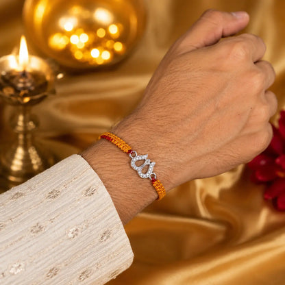 925 Silver Trishul Diamond Rakhi | Premium Rakhi for Brother