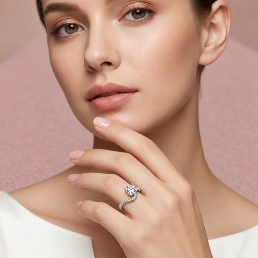 925 Sterling Silver Adjustable Solitaire CZ Ring for Women