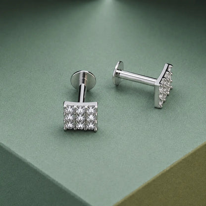 925 Sterling Silver Square CZ Stud Earrings