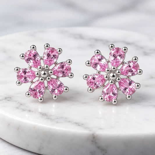 Blush in Silver Light Pink Stone Earrings