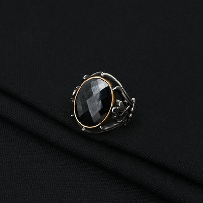 Elegant silver antique blackbone boys' ring, blending classic charm with modern style.