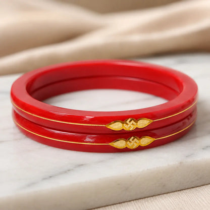 Maroon Bangles with Golden Detailing Classic Collection