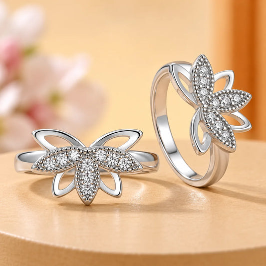 Butterfly and Leaf Deisgn Silver Toe Ring For Girls