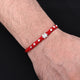 Silver Minimalist "ॐ" Red Knitted Rakhi for Boys