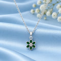 Sterling Silver Green Stone Floral Pendant
