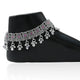 Elegant silver anklet featuring pink stones and ghungroo for a distinct look