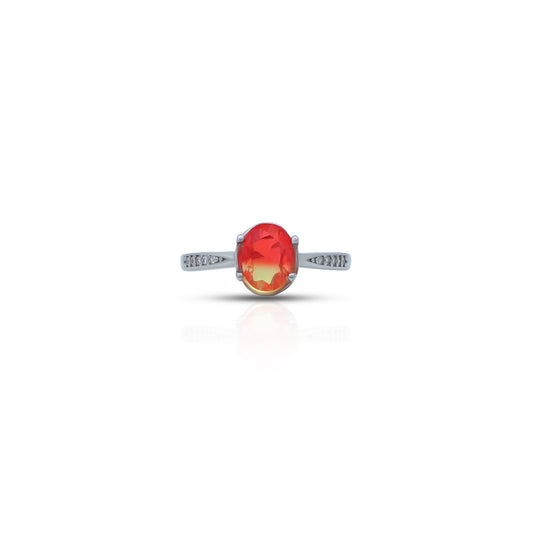 Sterling silver ring featuring a stunning fire opal gemstone