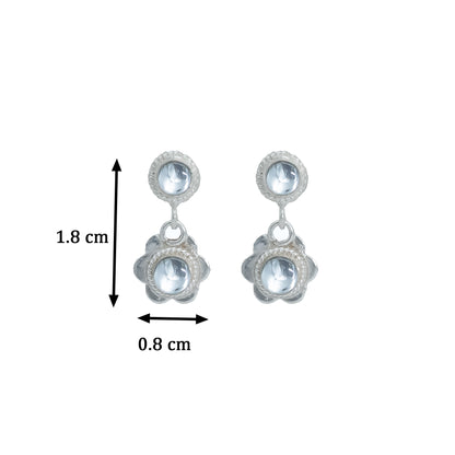 Silver White Stone Blossom Earrings