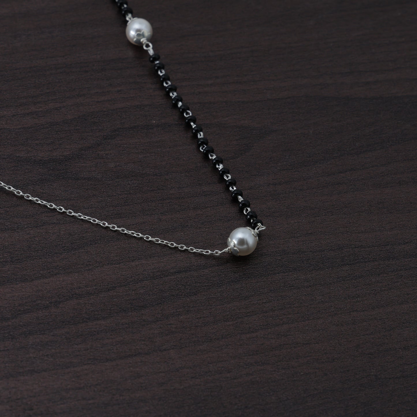 Modern Half-Chain Half-Bead Pearl Mangalsutra