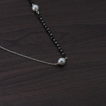 Modern Half-Chain Half-Bead Pearl Mangalsutra