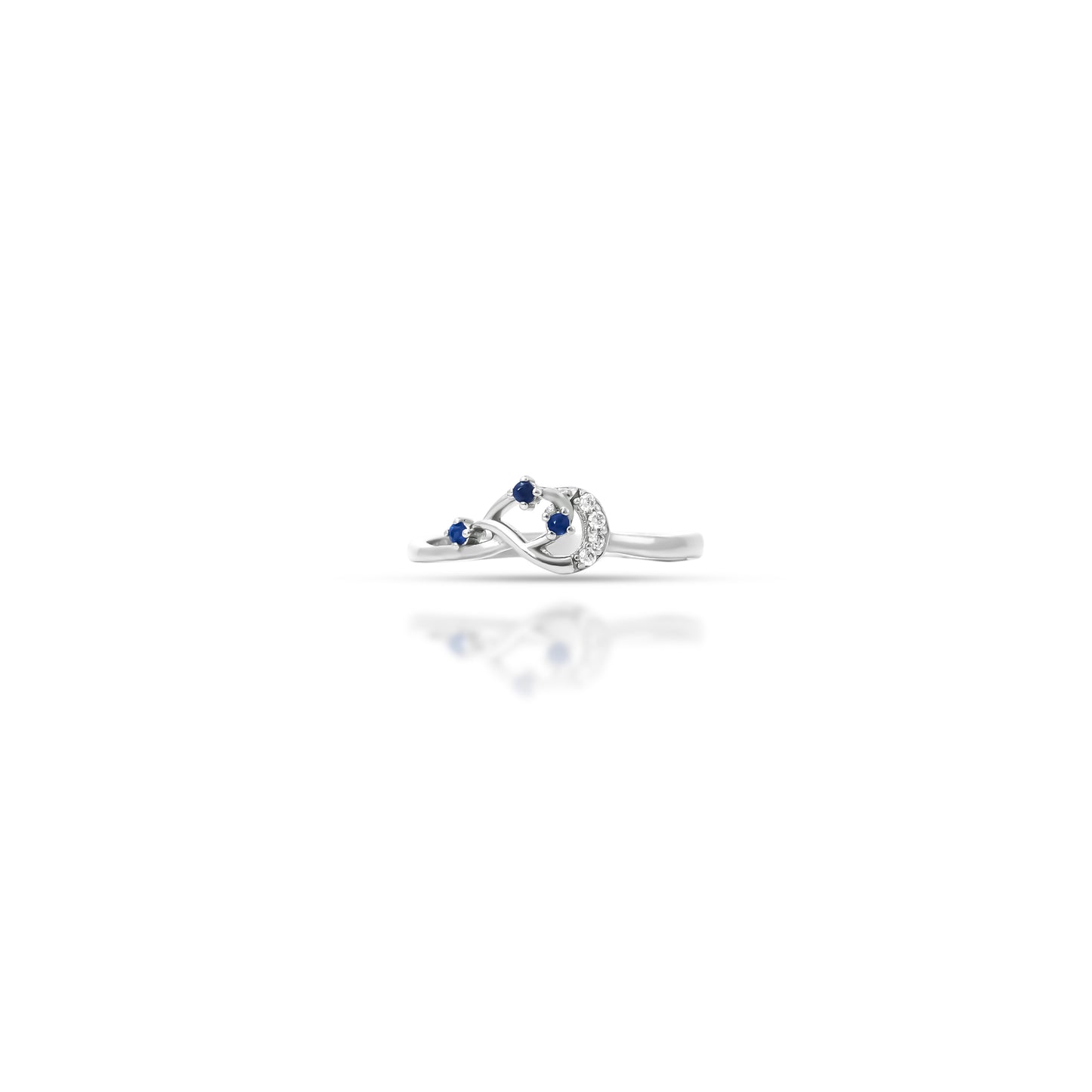 Stylish silver ring featuring three round blue stones for a chic look