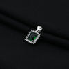 Silver Rectangle Green Gem Stone Pendant for Girls