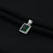 Silver Rectangle Green Gem Stone Pendant for Girls