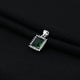 Charming silver pendant with a vibrant green gemstone, designed in a rectangular form for girls