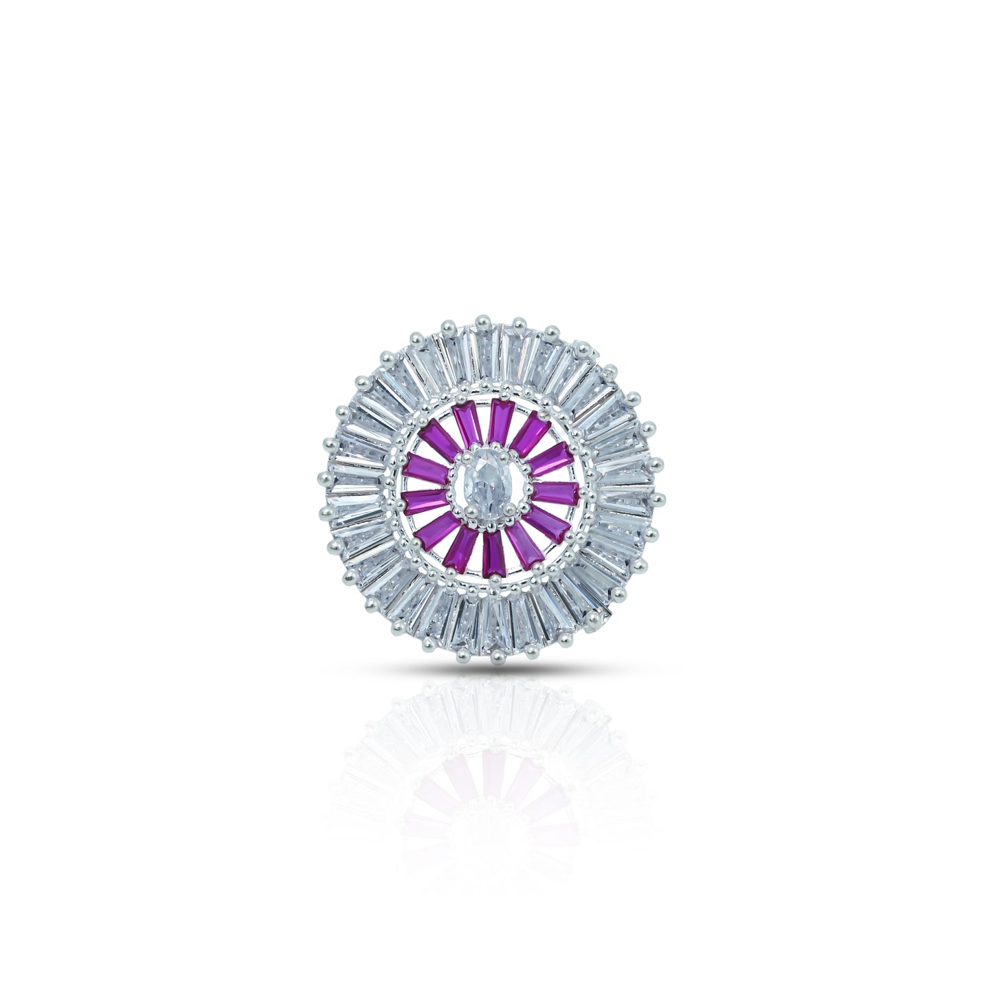 Stylish silver ring adorned with vibrant purple stones, designed for girls