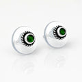 Classic Green Stud Silver Earrings