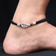 Silver Leaf Design Dhaga Payal Black Thread Anklet