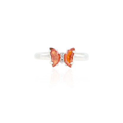 Silver Swing Orange Butterfly Ring