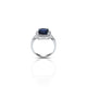 Sterling Silver Square Synthetic Blue Sapphire Ring for Girls