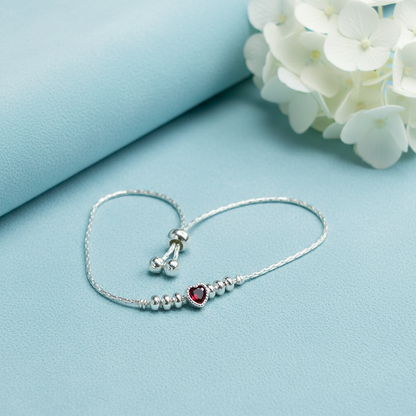 Adjustable Pure Silver Heart Love Bracelet