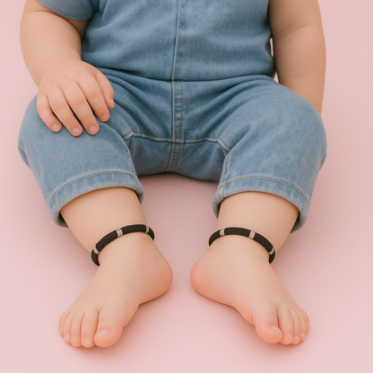 Baby Thread Anklet with Pure Silver Beads