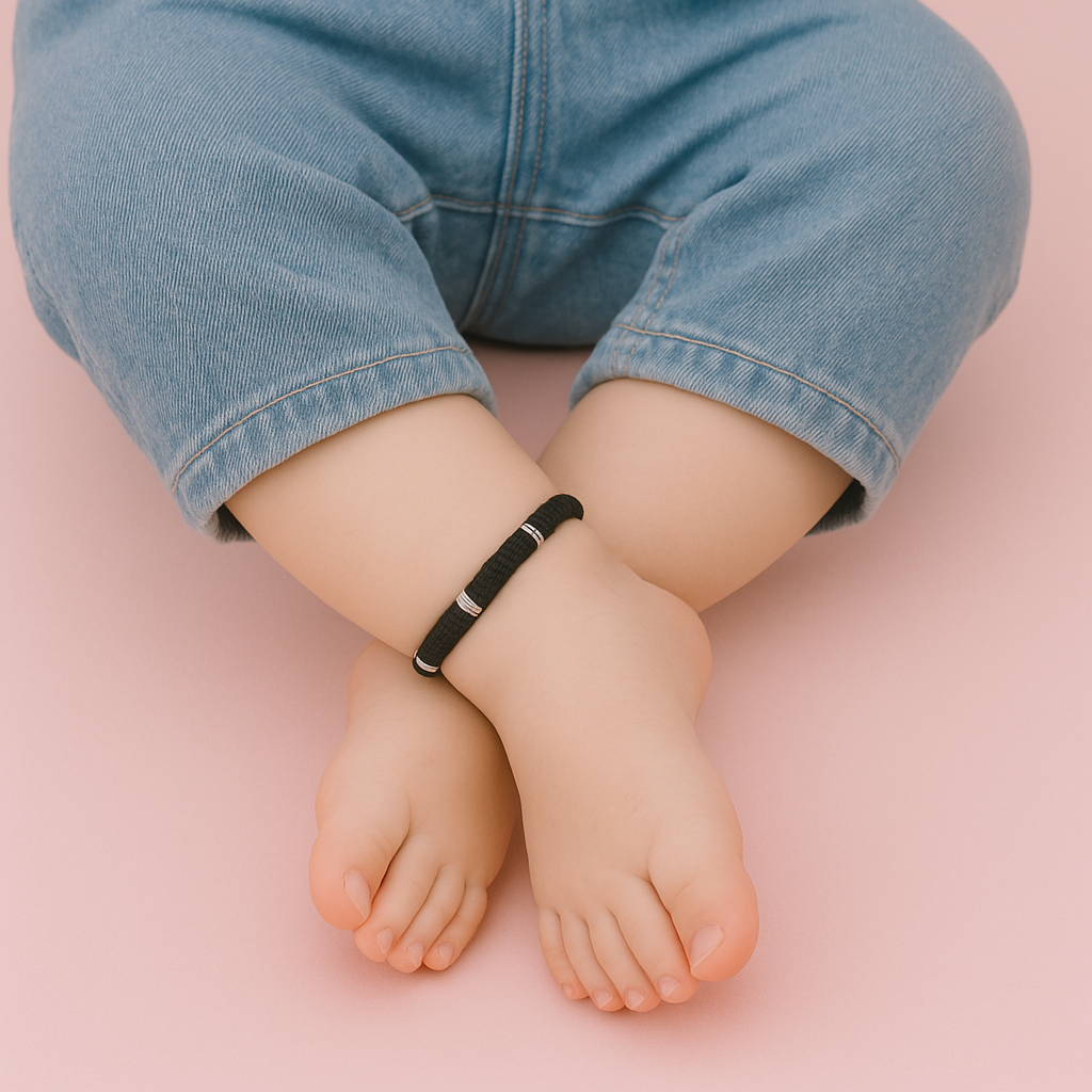 Baby Thread Anklet with Pure Silver Beads