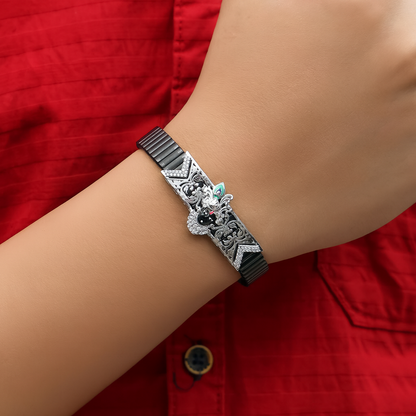 Pure Silver Krishna Design Bracelet