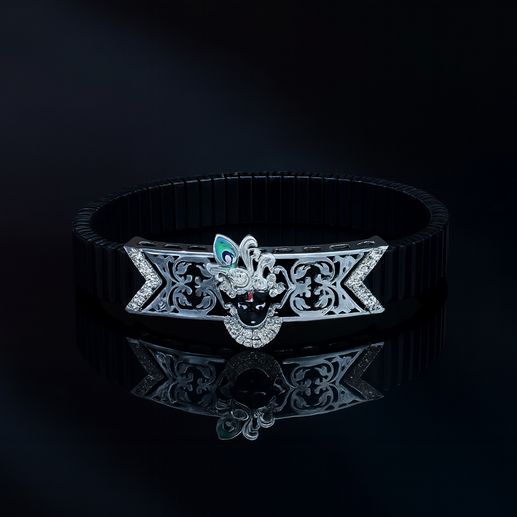 Pure Silver Krishna Design Bracelet