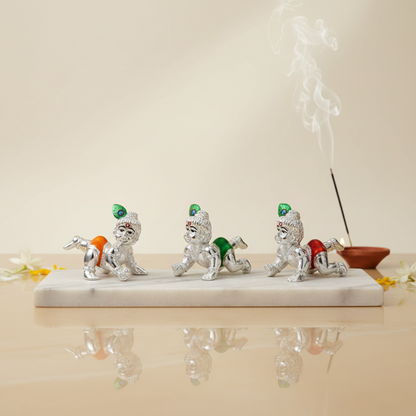 Bal Krishna Silver Idol – 3 Colour Options, 1 Pc