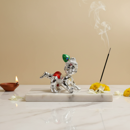 Bal Krishna Silver Idol – 3 Colour Options, 1 Pc