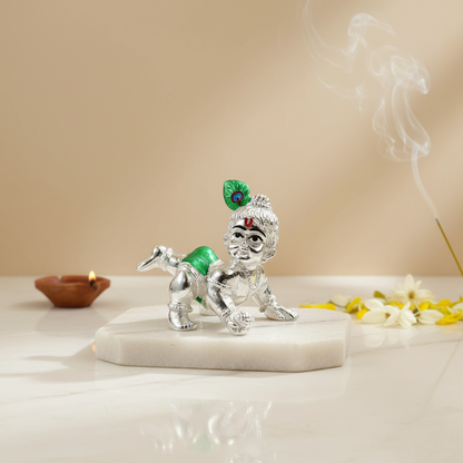 Bal Krishna Silver Idol – 3 Colour Options, 1 Pc