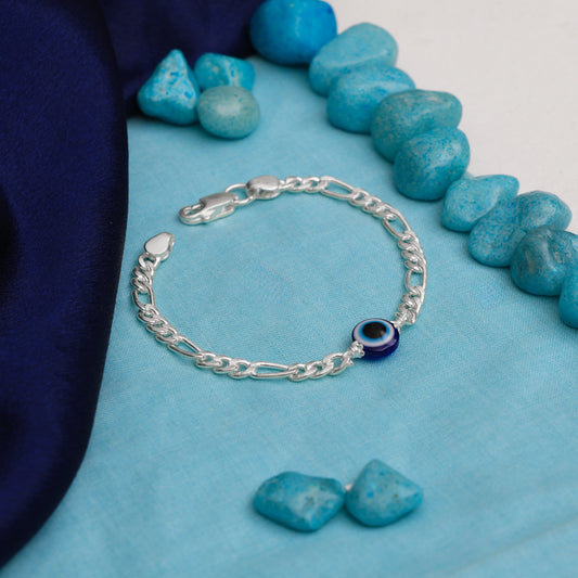 Beautiful Design Silver Evil Eye Chain Link Bracelet for women

