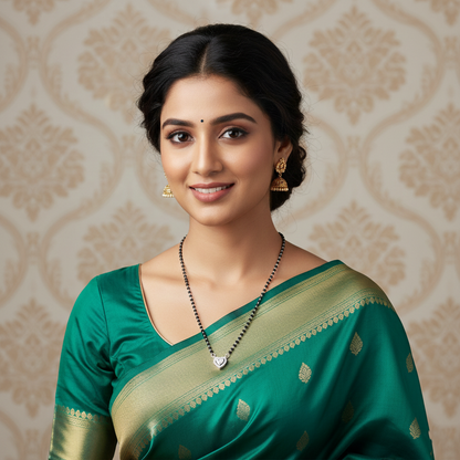 Beautiful Black Beads Mangalsutra with Heart Shaped Stone Pendant