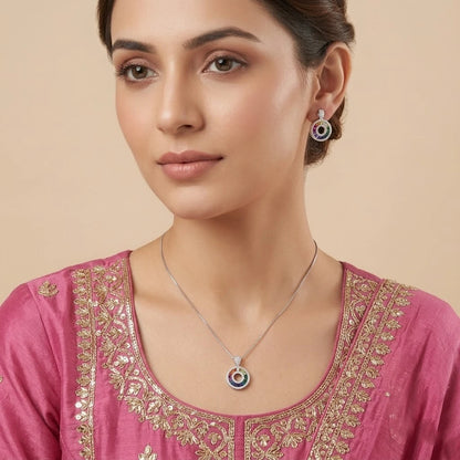 Beautiful Design SIlver Necklace Set For Women's