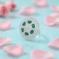 Beautiful Green Stones Designer Silver Ring