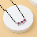 Beautiful Mangalsutra with Black Beads and Purple Round Gemstones