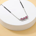 Beautiful Silver Mangalsutra Set Featuring a Vibrant Red Stone