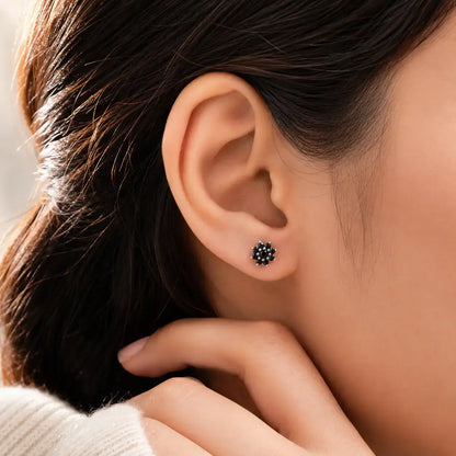 Black Flower Labret Stud Earrings