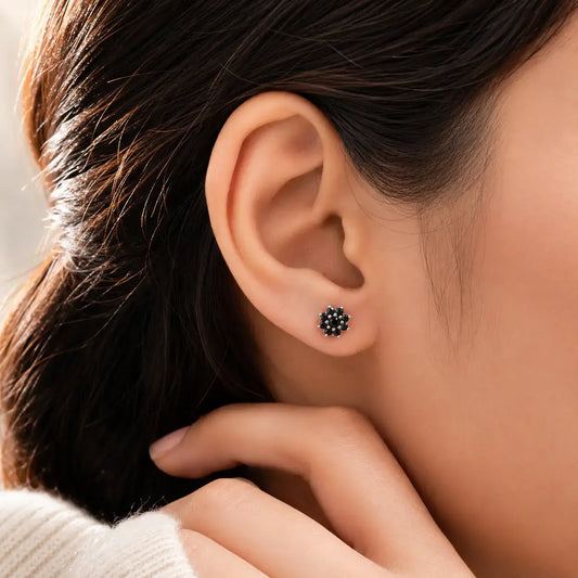 Black Flower Labret Stud Earrings