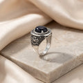 Black Oval Gemstone Silver Ring