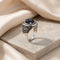 Black Oval Gemstone Silver Ring