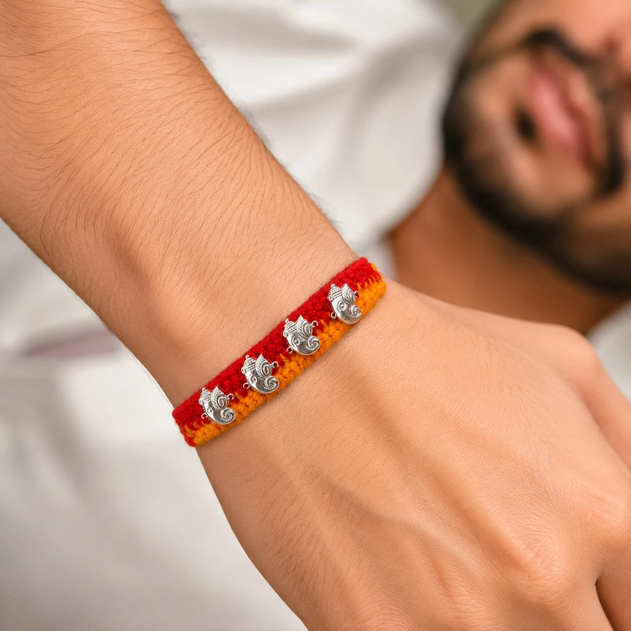 Blessed Ganpati Silver Rakhi