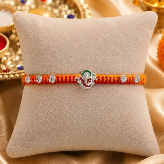 Blessed Ganpati Silver Rakhi