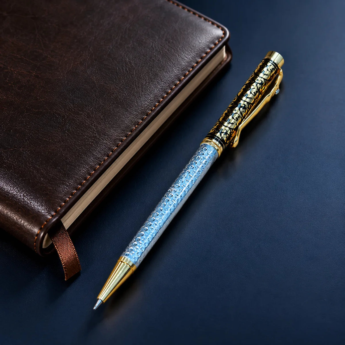 Blue Crystal Gold Designer Ballpoint Pen